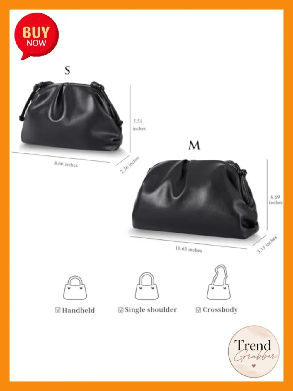 Dressy Pleated Vegan Leather Clutch Purse Super Soft Cloud Dumpling Clutch Bag
